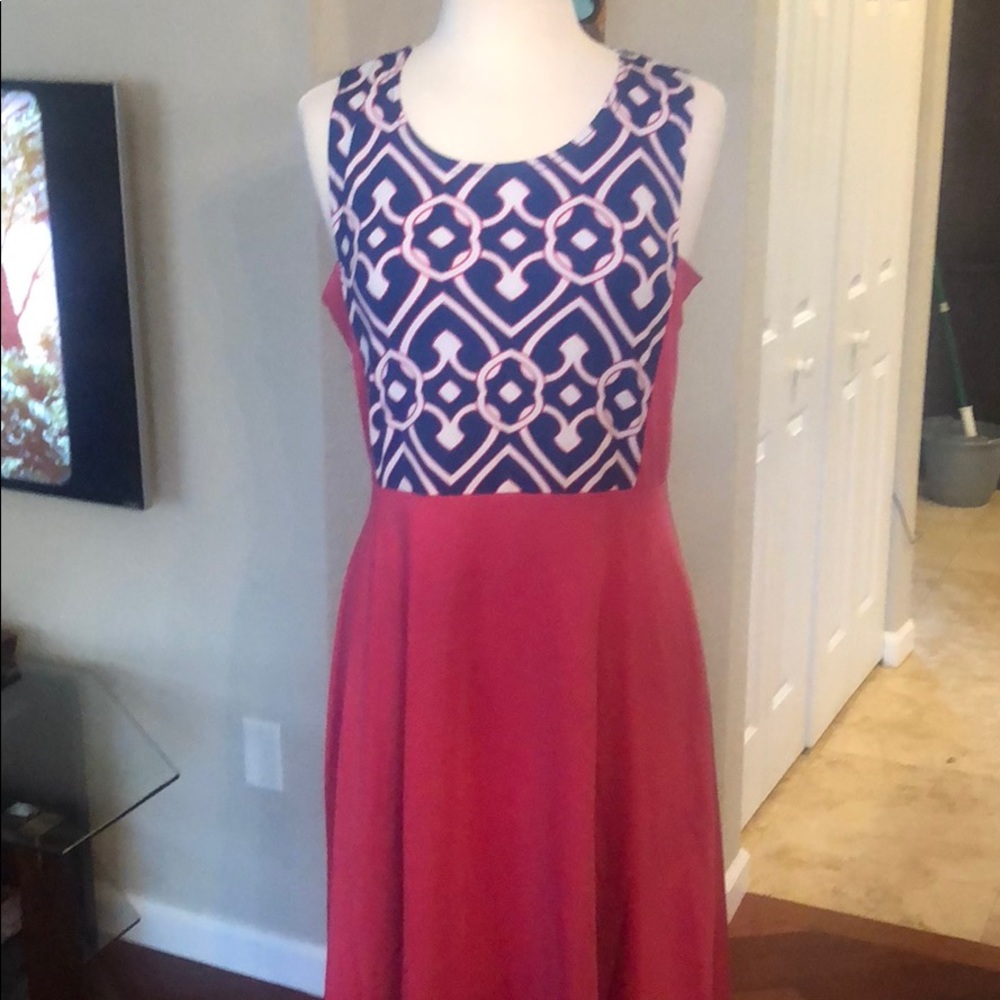 Size L Tracy Negoshian Blue and Pink Dress